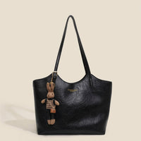 Eleanor | Women's Soft Vegan Leather Shoulder Tote Bag Plush Bunny Black