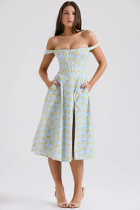 Imogen Off Shoulder Midi Dress Light Blue