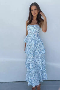 Magnolia Tiered Maxi Dress Blue