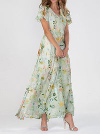 Fleur V Neck Maxi Dress Green