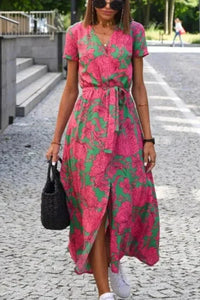 Genevieve Wrap Midi Dress Pink
