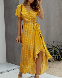 Maren Wrap Midi Dress Mustard Yellow