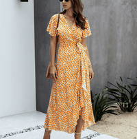 Maren Wrap Midi Dress Orange