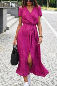 Genevieve Wrap Midi Dress Purple