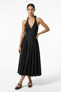 Marguerite Halter Midi Dress Black