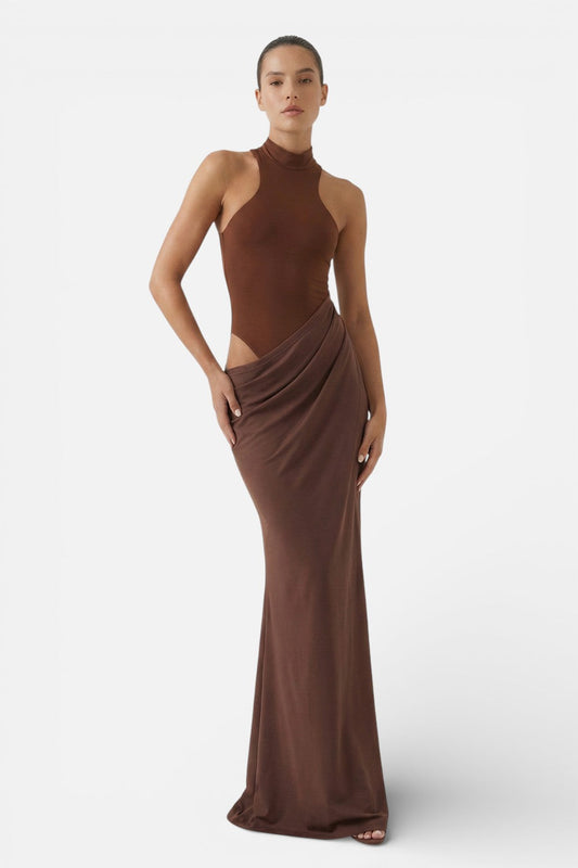 Mireille Halter Maxi Dress Brown