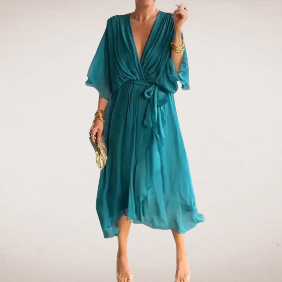 Halle Wrap Midi Dress Blue