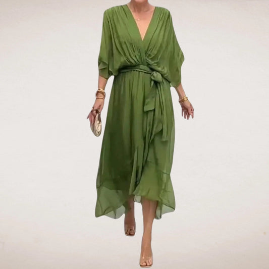 Halle Wrap Midi Dress Green
