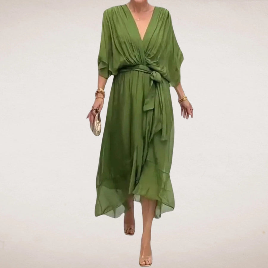 Halle Wrap Midi Dress Green