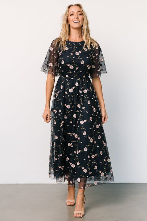 Womens Vara Satin Maxi Wrap Dress Black Size: Small