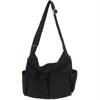 Scarlett | Women's Vintage Multi-Pocket Canvas Tote Bag Crossbody Black