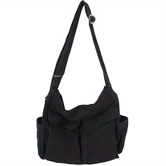 Scarlett | Women's Vintage Multi-Pocket Canvas Tote Bag Crossbody Black
