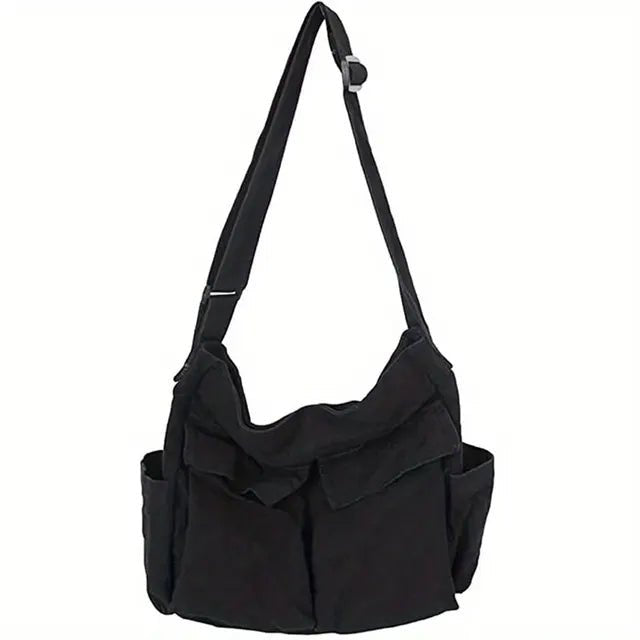 Scarlett | Women's Vintage Multi-Pocket Canvas Tote Bag Crossbody Black
