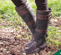 Penelope | Women's Waterproof Boots Knee High Pull-On Leather Coffee