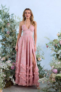 Persephone Halter Maxi Dress Blush Petal