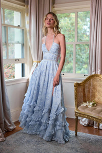 Persephone Halter Maxi Dress Sky Whisper