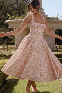 Quinn Halter Midi Dress Pink