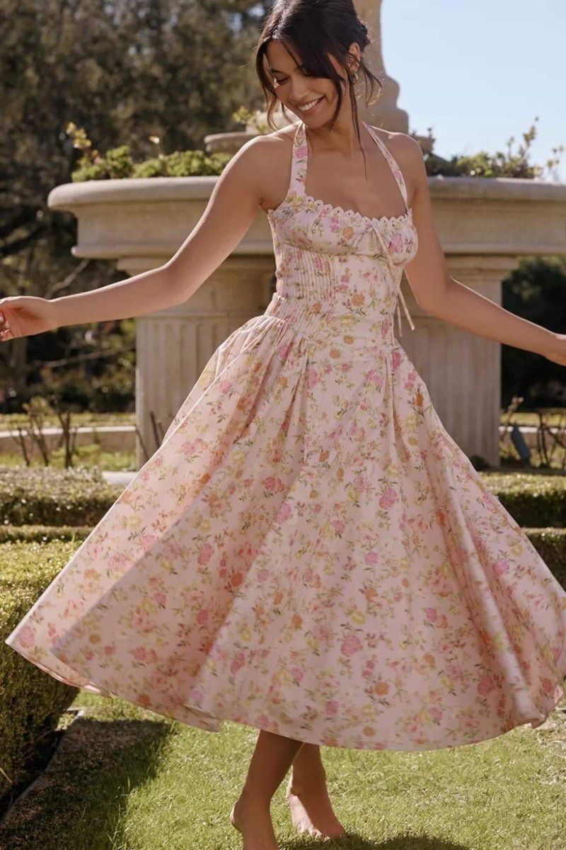 Quinn Halter Midi Dress Pink