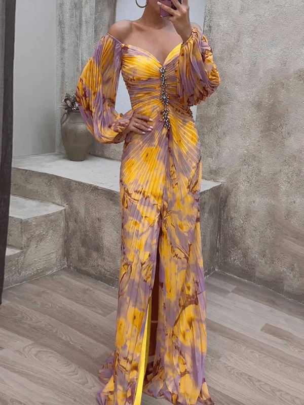 Saffron Off Shoulder Maxi Dress Yellow