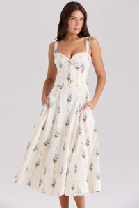 Seraphina Sweetheart Midi Dress Buttercream Floral