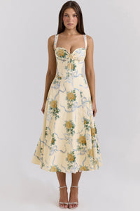 Seraphina Sweetheart Midi Dress Lemon Meadow