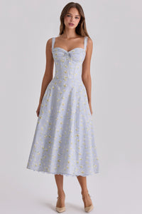 Seraphina Sweetheart Midi Dress Blue
