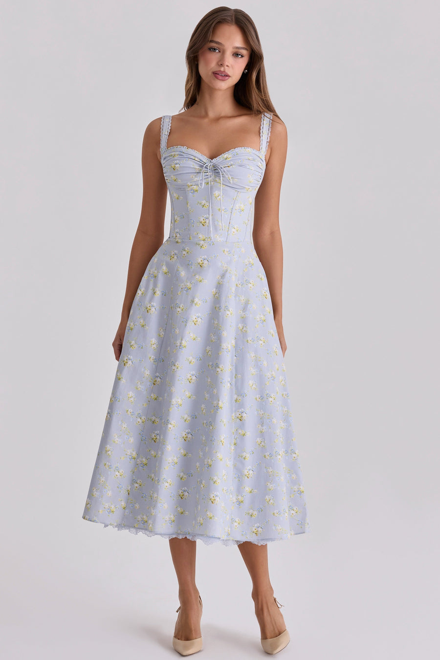 Seraphina Sweetheart Midi Dress Blue
