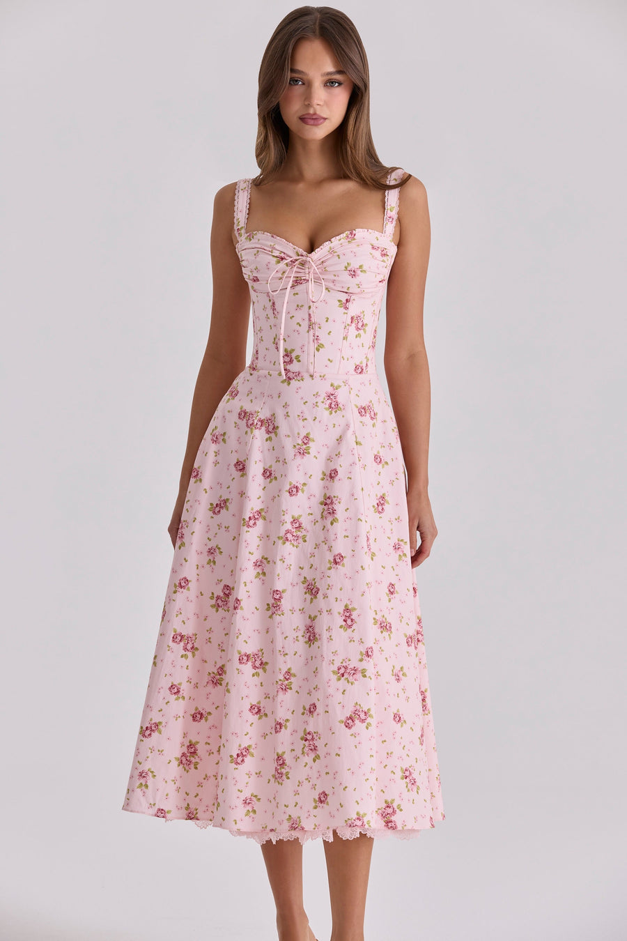 Seraphina Sweetheart Midi Dress Rose Petal Pink