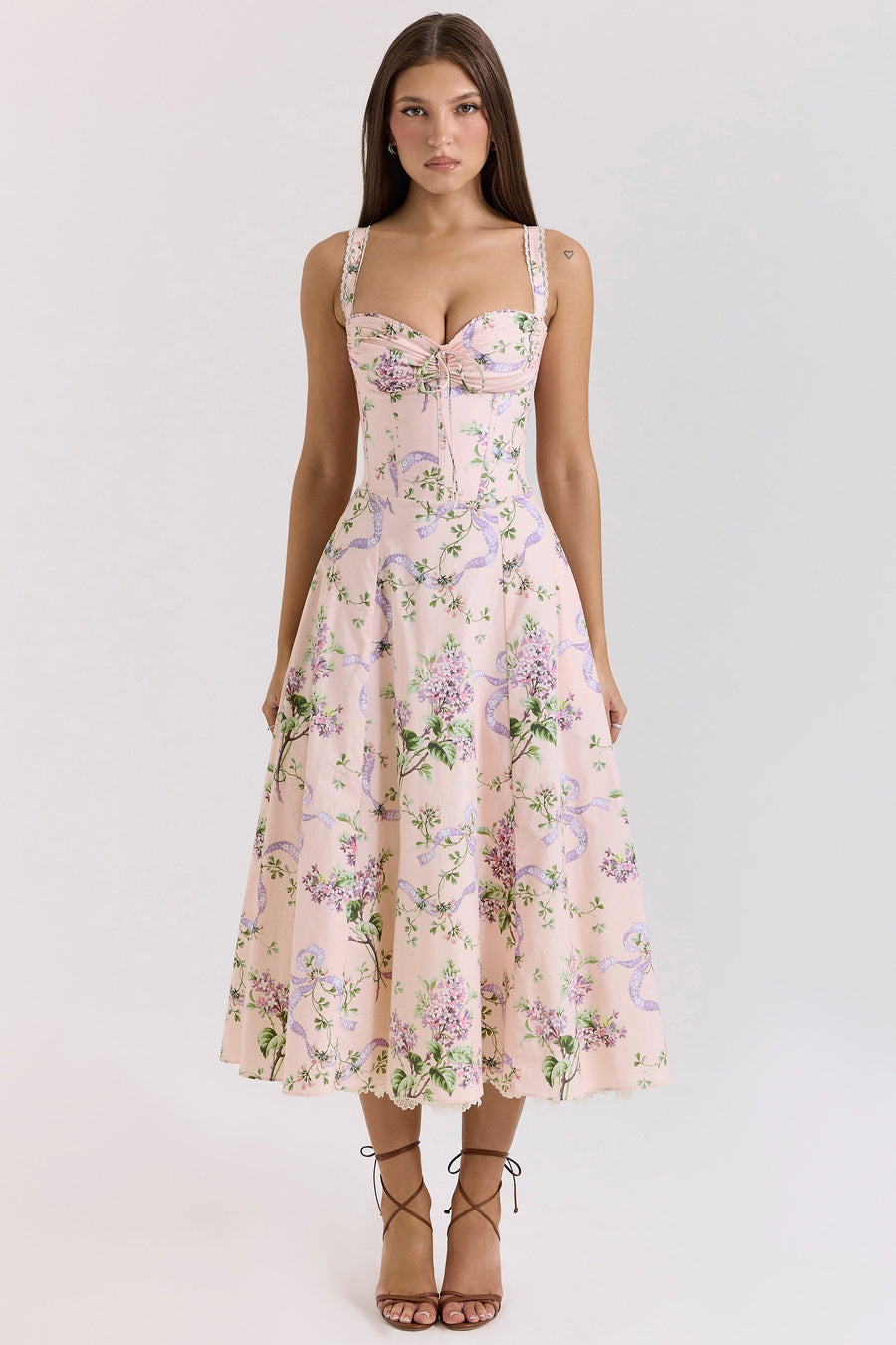 Seraphina Sweetheart Midi Dress Blush Pink Bloom