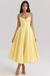Orla Sweetheart Midi Dress Yellow