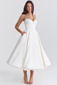 Orla Sweetheart Midi Dress White