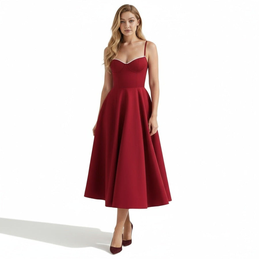 Orla Sweetheart Midi Dress Red