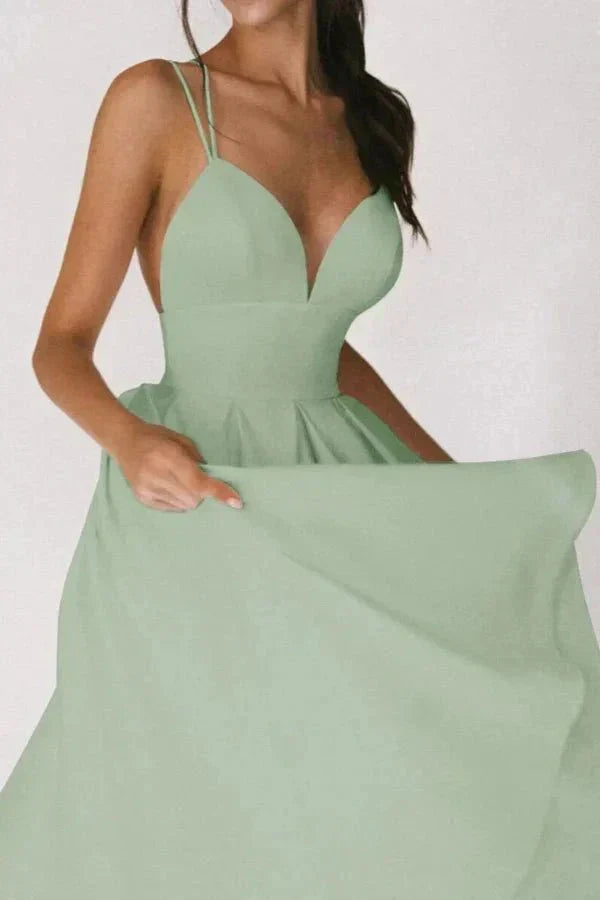 Vienna V Neck Midi Dress Alazne Green