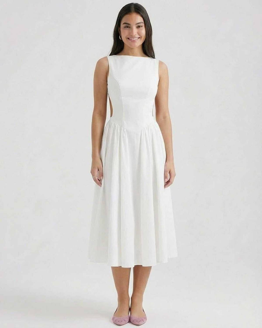 Wren Cutout Midi Dress White