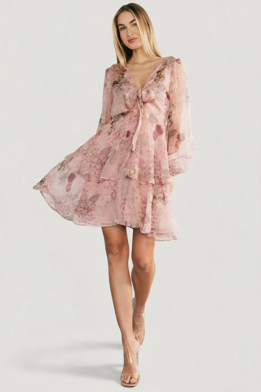Womens Zoemy Short Dress Dusty Rose Floral Size: XS
