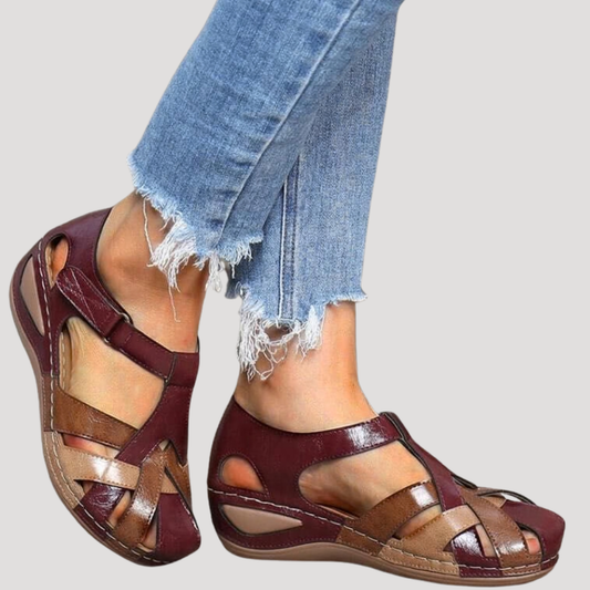 Wren | Women's Closed Toe Woven Strap Wedge Sandal