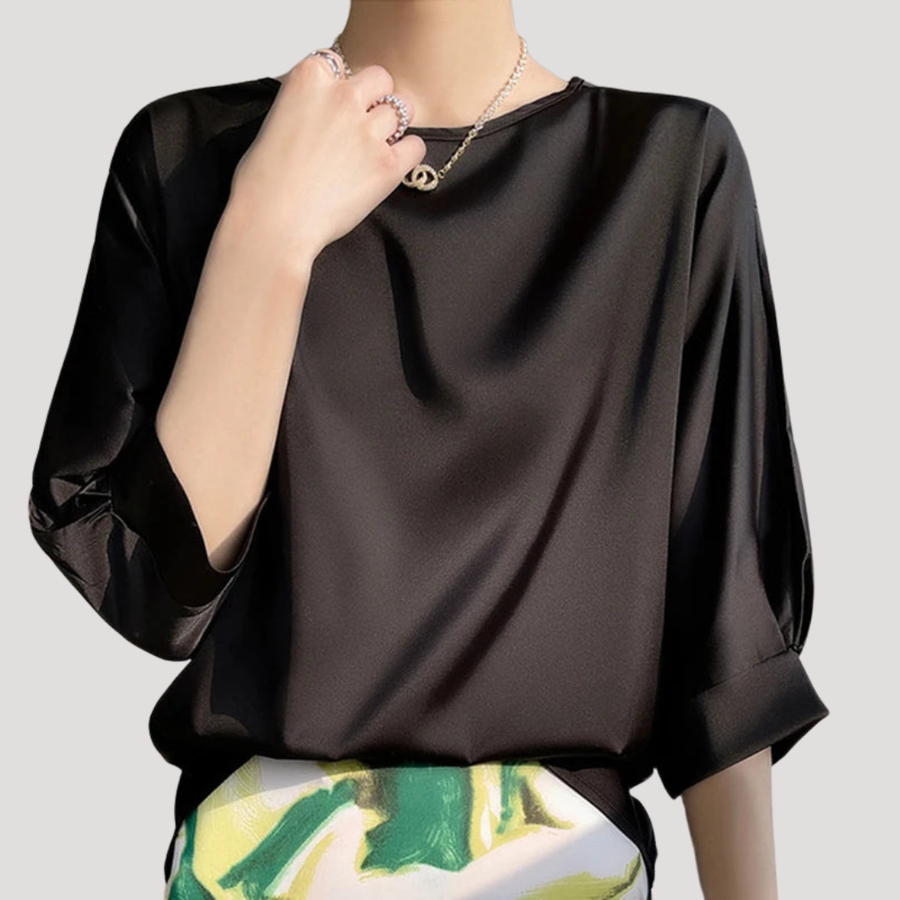 Wren | Women's Round Neck 3/4 Sleeve Relaxed Blouse
