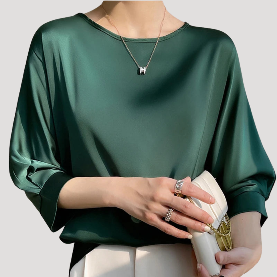 Wren | Women's Round Neck 3/4 Sleeve Relaxed Blouse