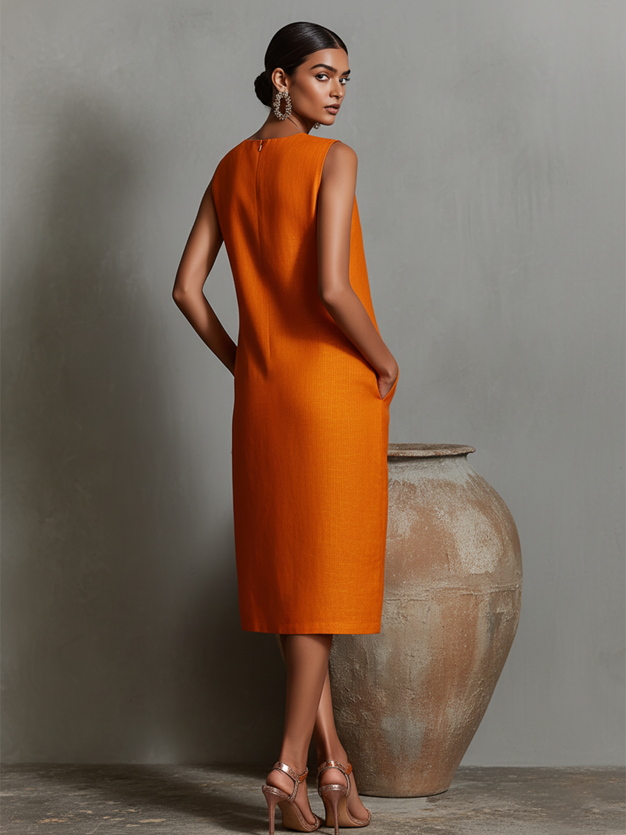 Aureliah – Sleeveless Midi Dress with Pockets