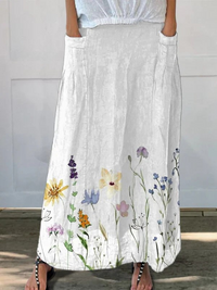 Ximena | Women's Floral Print Maxi Skirt with Pockets