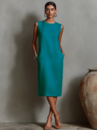 Aureliah – Sleeveless Midi Dress with Pockets