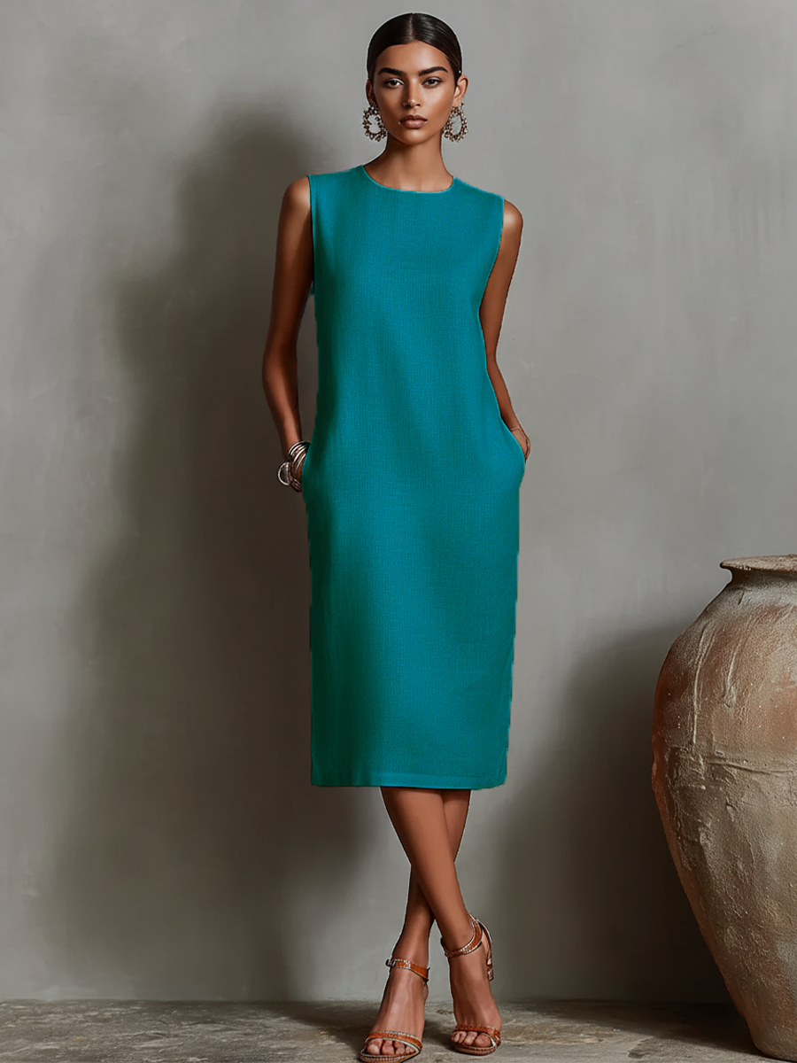 Aureliah – Sleeveless Midi Dress with Pockets