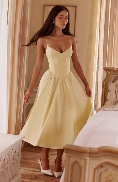 Yellow Mariella Midi Dress Lemon