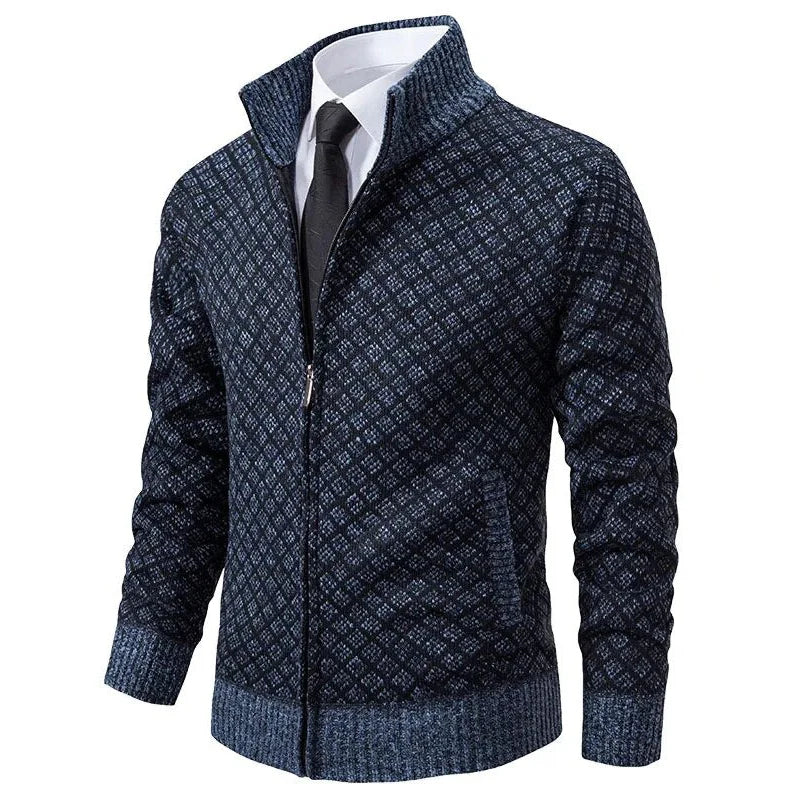 Zander | Men's Full Zip Stand Collar Knit Cardigan