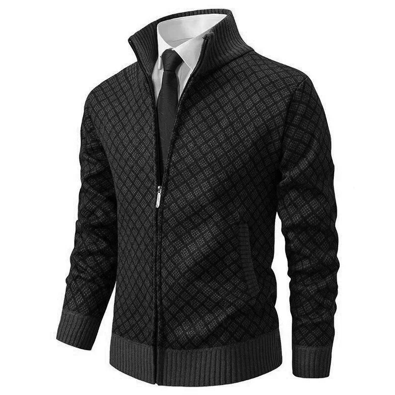 Zander | Men's Full Zip Stand Collar Knit Cardigan