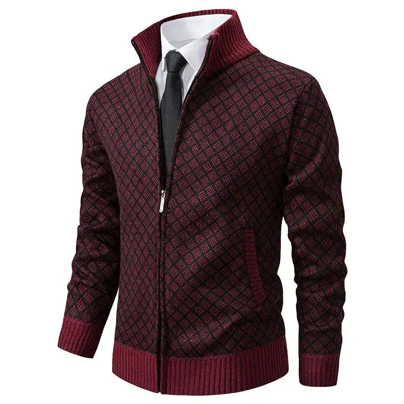Zander | Men's Full Zip Stand Collar Knit Cardigan