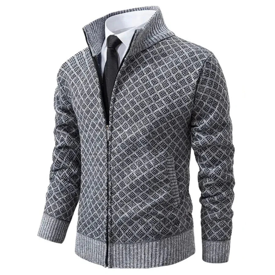 Zander | Men's Full Zip Stand Collar Knit Cardigan