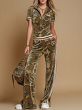 Zara | Women's Camo Print Two-Piece Tracksuit Set