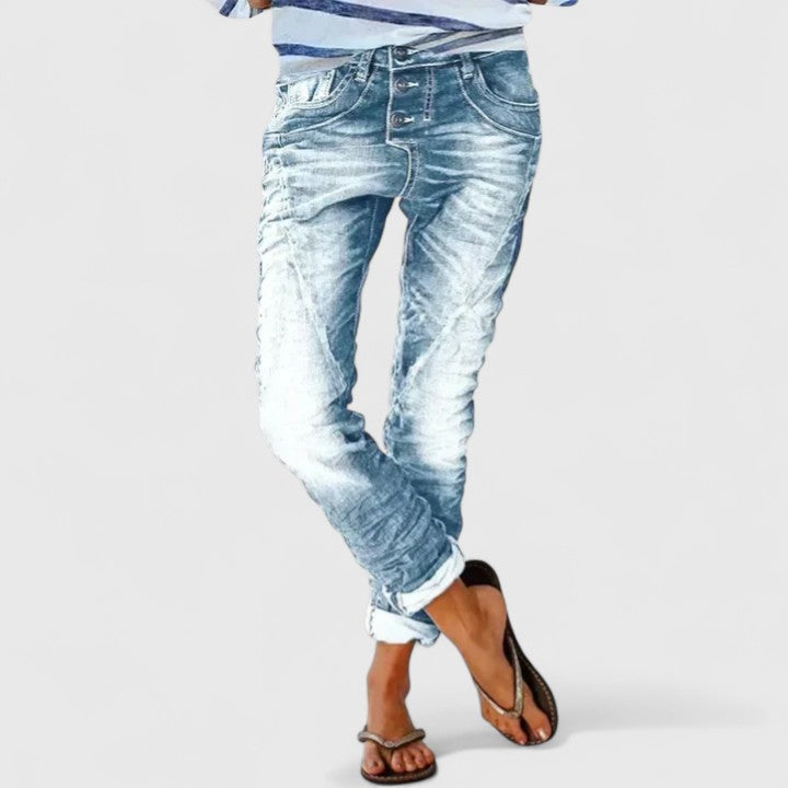Zara | Women's Distressed Straight Leg Jeans