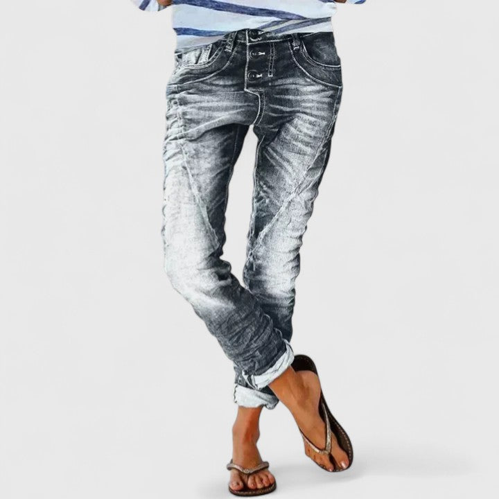 Zara | Women's Distressed Straight Leg Jeans